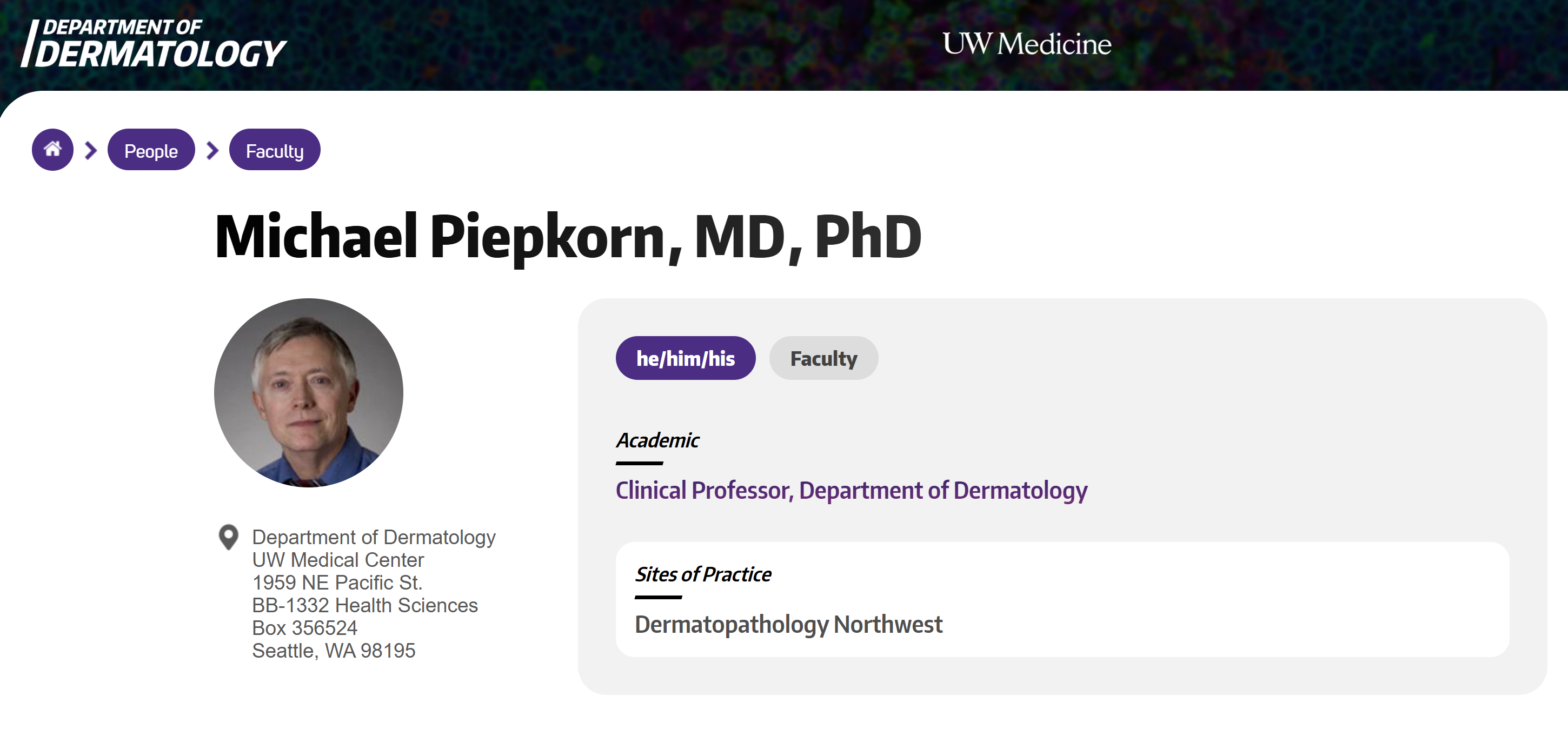 UW Dermatology - Michael Piepkorn Profile